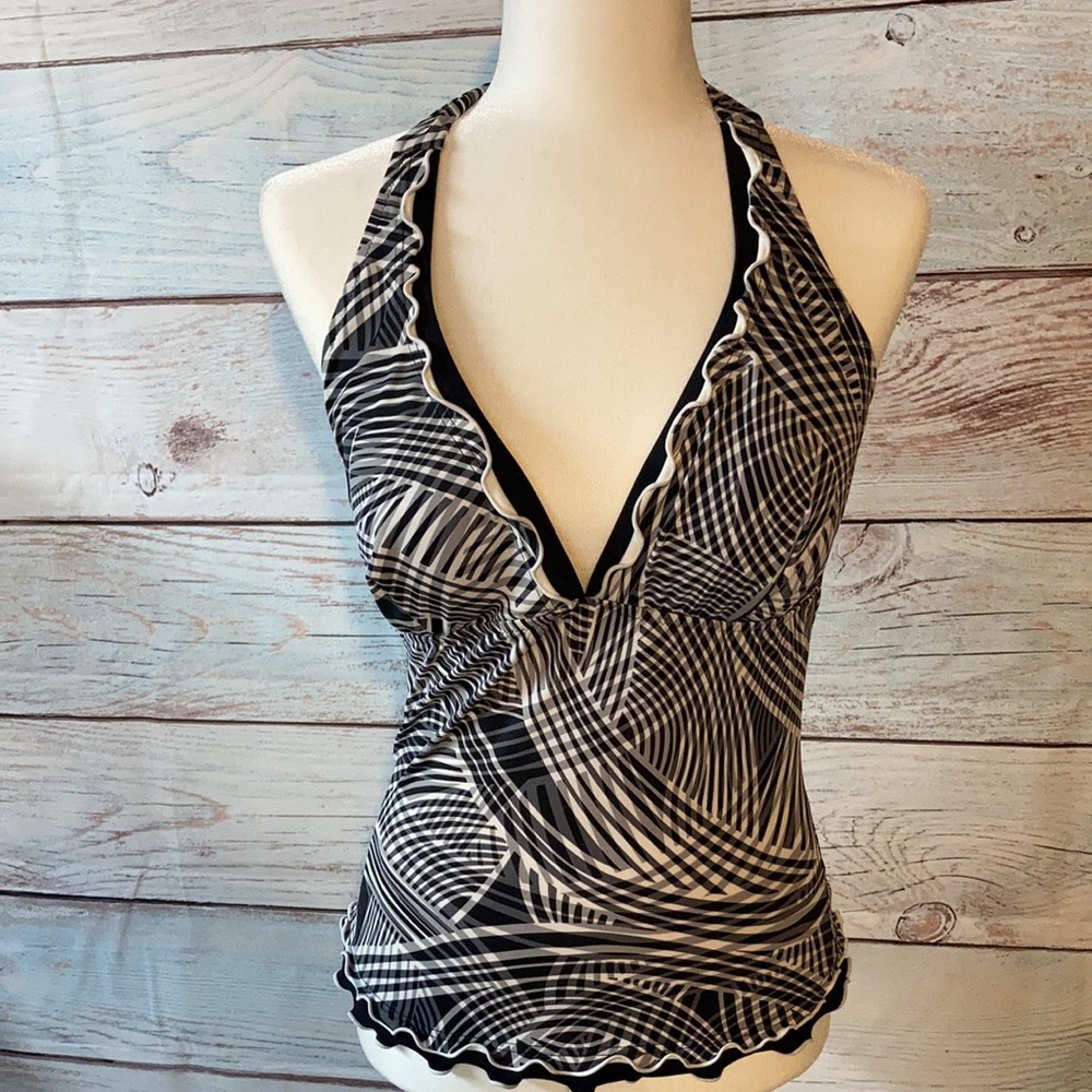 COPY - Halter swim top. Black and white. By Profile size 14